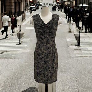Metallic Black/Gold Sheath Dress Glam Party Chic Elegant Evening‎ Cocktail HOCO